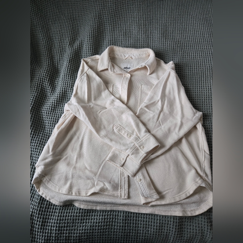 Aerie Cream Button Up Shirt Size Small